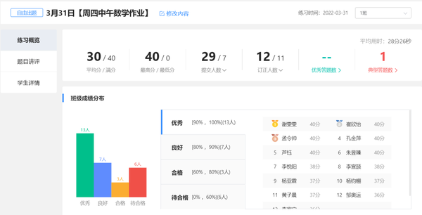 学生练习情况分析 学生练习情况分析